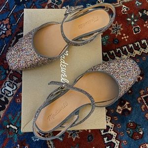 Madewell glitter sling back flats